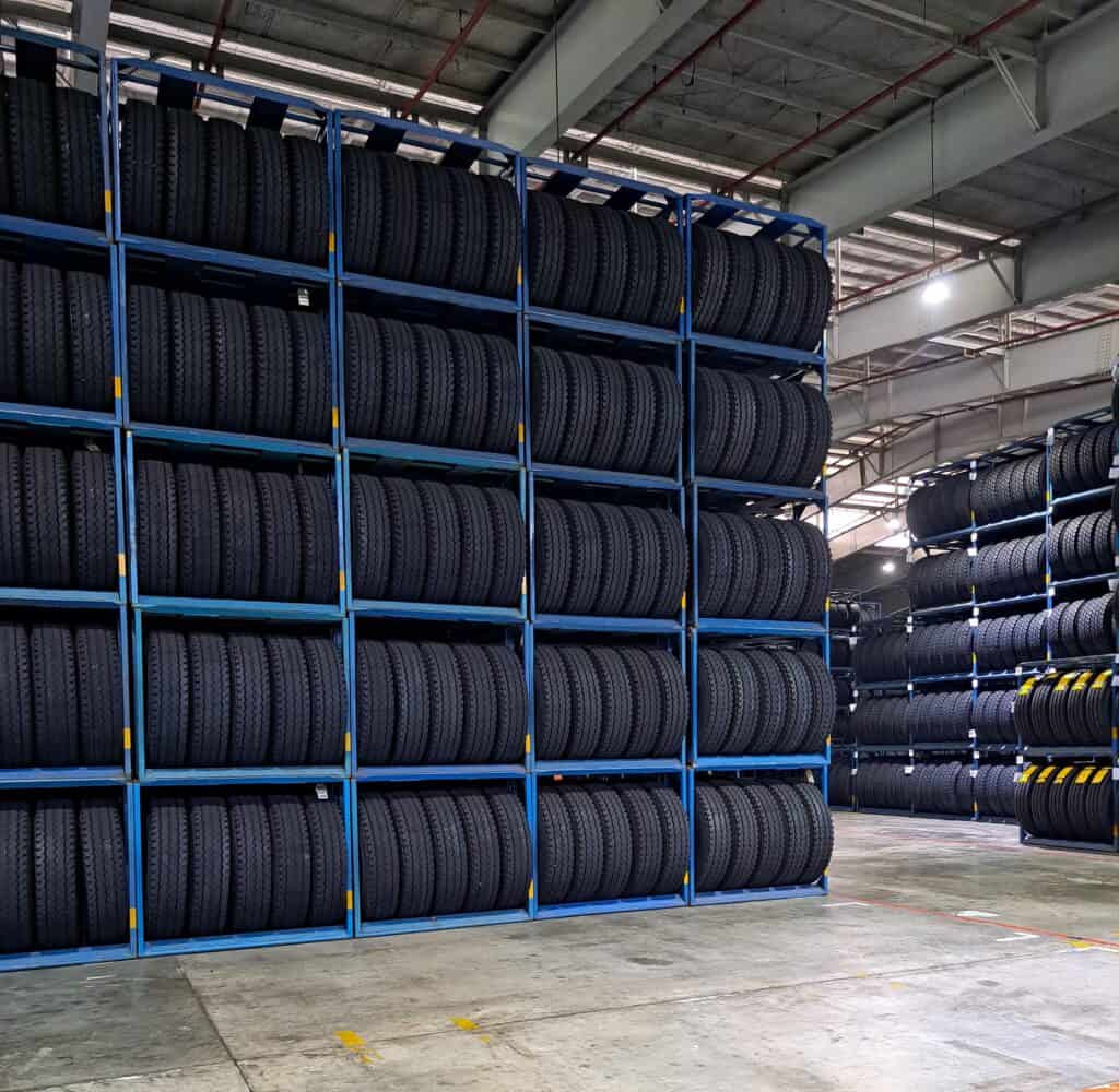 The,Tire,Warehouse,In,Tire,Manufacturing,Factory.,Truck,And,Bus